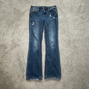 Miss Me Jeans Womens Heaven Mid Rise Boot Size 28 Blue Denim Y2K Distressed